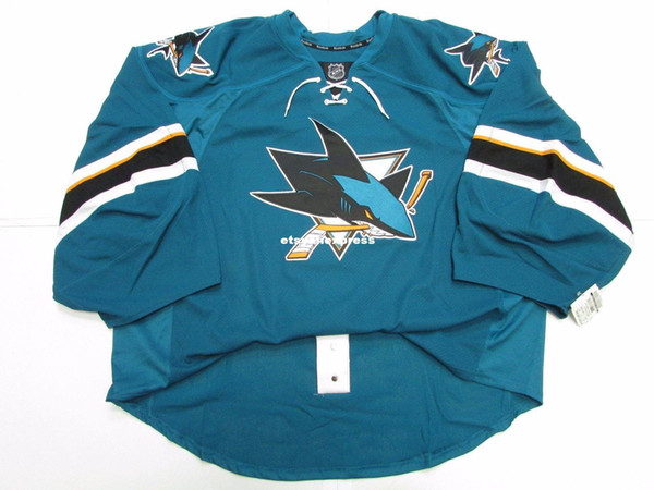 Wholesale customization SAN JOSE SHARKS HOME TEAM ISSUED JERSEY GOALIE CUT Mens Stitched Personalized hockey Jerseys