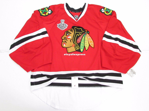 Wholesale customization CHICAGO BLACKHAWKS HOME 2013 STANLEY CUP JERSEY GOALIE CUT Mens Stitched Personalized hockey Jerseys