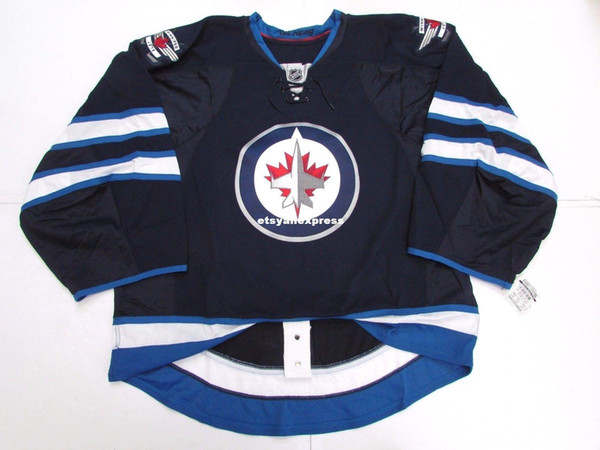 Wholesale customization WINNIPEG JETS HOME TEAM ISSUED JERSEY GOALIE CUT Mens Stitched Personalized hockey Jerseys