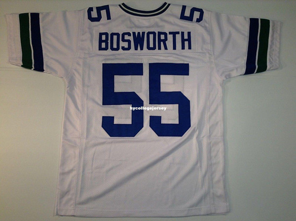 Cheap Retro custom Sewn Stitched #55 Brian Bosworth White MITCHELL & NESS Jersey High-end Men's Football Jerseys College NCAA