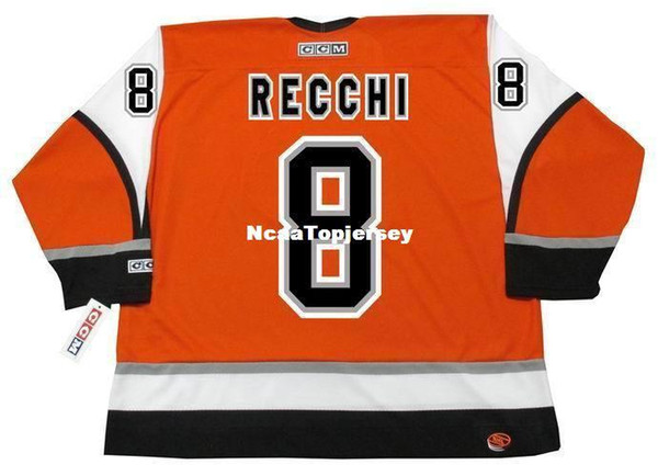 custom Mens Jerseys #8 MARK RECCHI Philadelphia Flyers 2003 CCM Alternate Cheap Retro Hockey Jersey