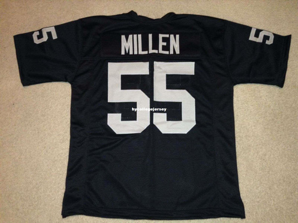 Cheap Retro CUSTOM Sewn Stitched #55 Matt Millen Black MITCHELL & NESS Jersey Men's Football Jerseys College NCAA