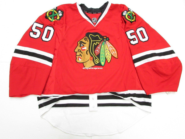 Wholesale customization CRAWFORD CHICAGO BLACKHAWKS JERSEY GOALIE CUT Mens Stitched Personalized hockey Jerseys