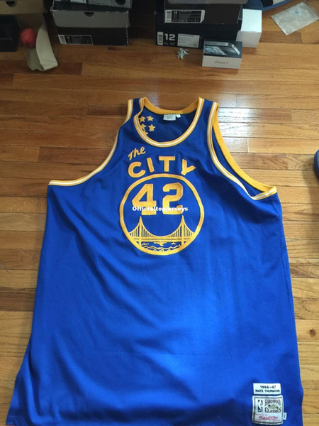 Sewn Mitchell And Ness #42 Nate Thurmond Jersey Mens Vest Size XS-6XL Stitched basketball Jerseys Ncaa