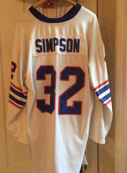 Cheap Retro 1969 #32 OJ SIMPSON JERSEY Blue White Mens Stitching Long sleeves Football jerseys Fat man Big And Tall 4XL 5XL 6XL NCAA