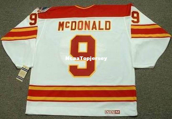 custom Mens Jerseys #9 LANNY McDONALD Calgary Flames 1989 CCM Vintage Home Cheap Retro Hockey Jersey