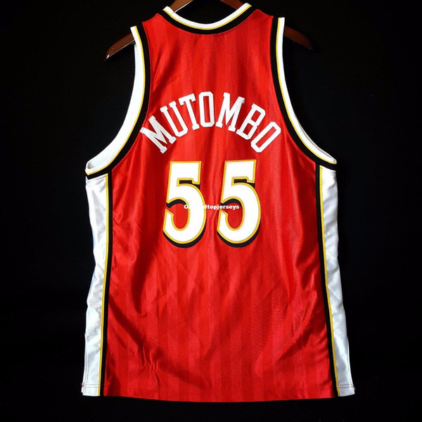 100% Stitched #55 Dikembe Mutombo Champion Sewn Jersey red Mens Vest Size XS-6XL Stitched basketball Jerseys Ncaa