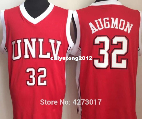 University of Nevada Las Vegas 32 Stacey Augmon Jersey Men College UNLV Basketball Jerseys Red White Stitched Hot Sale Ncaa