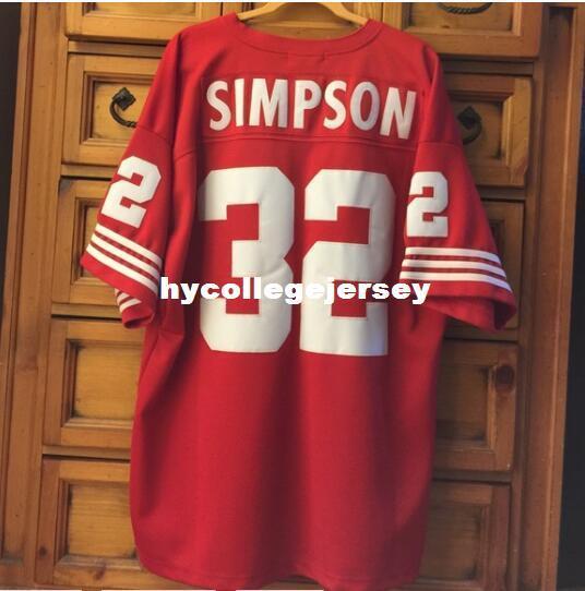 Cheap Retro Rare #32 OJ SIMPSON JERSEY Red White Mens Stitching retro Football jerseys Fat man Big And Tall 4XL 5XL 6XL For sale NCAA