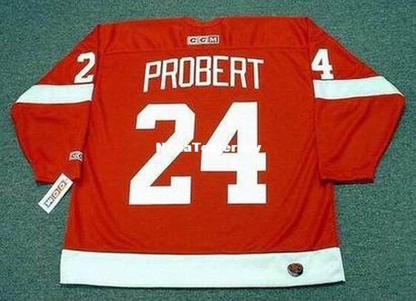 custom Mens Jerseys #24 BOB PROBERT Detroit Red Wings 1993 CCM Away Cheap Retro Hockey Jersey