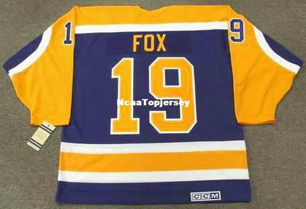 custom Mens Jerseys #19 JIM FOX Los Angeles Kings 1984 CCM Vintage Away Cheap Retro Hockey Jersey