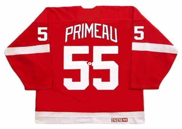 custom Mens Jerseys #55 KEITH PRIMEAU Detroit Red Wings 1993 CCM Vintage Cheap Retro Hockey Jersey