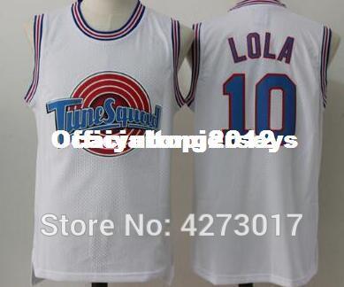 Space Jam 10 Lola Tune Squad LOONEY TOONES Basketball Jerseys White Black Ncaa