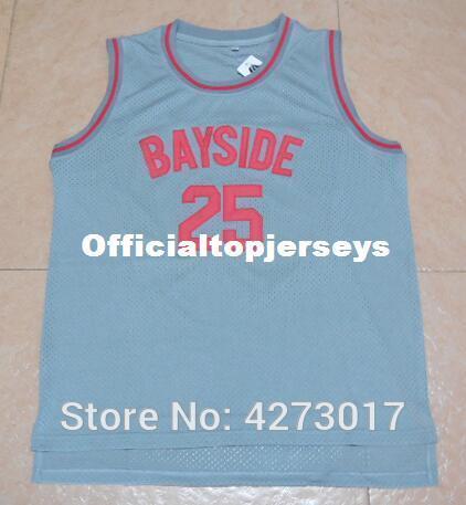 men's Bell Movie Jerseys Saved By Zack Morris 25# Bayside Basketball Gray Jersey Ncaa