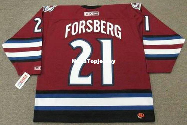 custom Mens Jerseys #21 PETER FORSBERG Colorado Avalanche 2002 CCM Alternate Cheap Retro Hockey Jersey