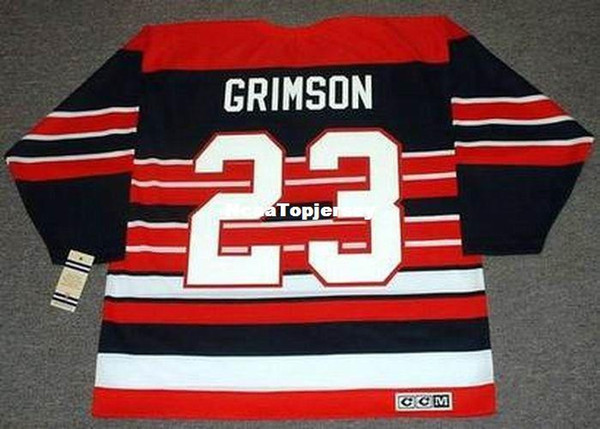 custom Mens Jerseys #23 STU GRIMSON Chicago Blackhawks 1992 CCM Vintage Cheap Retro Hockey Jersey