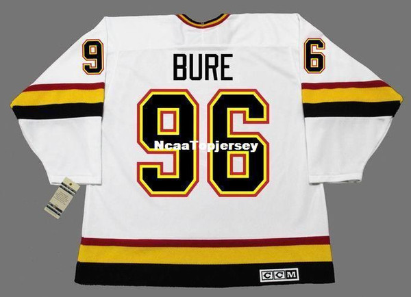 custom Mens Jerseys #96 PAVEL BURE Vancouver Canucks 1996 CCM Vintage Home Cheap Retro Hockey Jersey