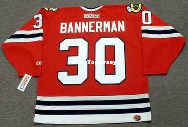 custom Mens Jerseys #30 MURRAY BANNERMAN Chicago Blackhawks 1983 CCM Away Cheap Retro Hockey Jersey