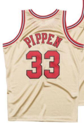 NCAA Cheap #33 Scottie Pippen Mitchell & Ness Jersey Stitching Mens Vest t-shirt Gold basketball jerseys