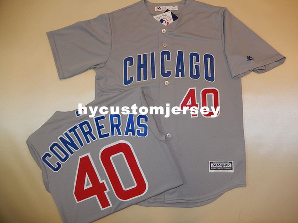 Cheap custom MAJESTIC Chicago #40 WILSON CONTRERAS Cool Base Sewn Baseball Jersey GRAY stitched jerseys Big And Tall SIZE XS-6XL For sale