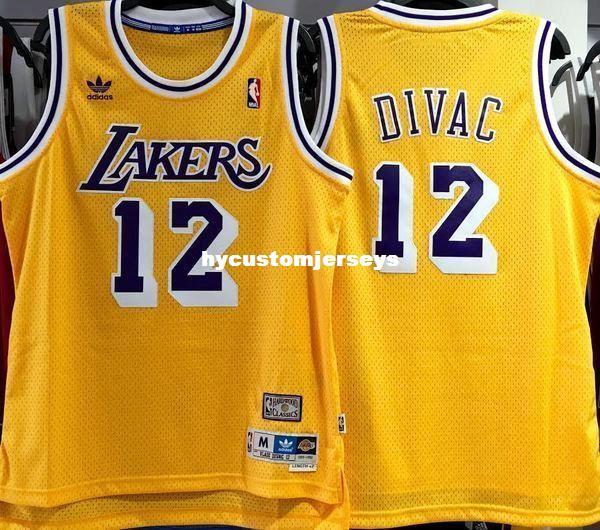 Yellow VLADE DIVAC #12 Sewn high quality Retro Vintage Top JERSEY Mens Vest Size XS-6XL Stitched basketball Jerseys Ncaa