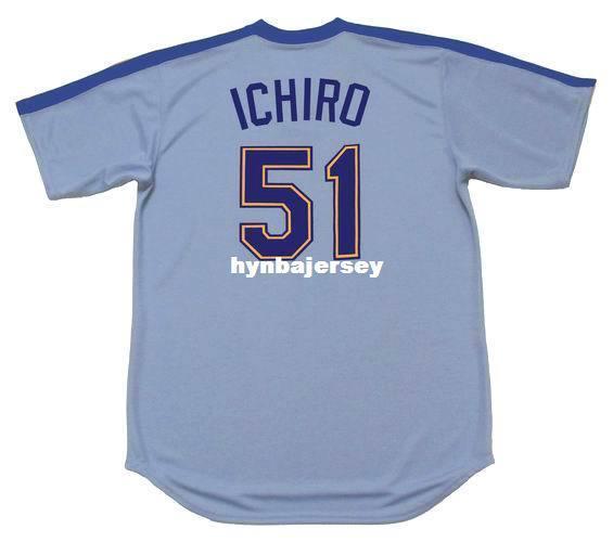 Cheap Custom ICHIRO SUZUKI Seattle Stitched 1980's Majestic Cooperstown Away Baseball Jersey Retro Mens Jerseys Running