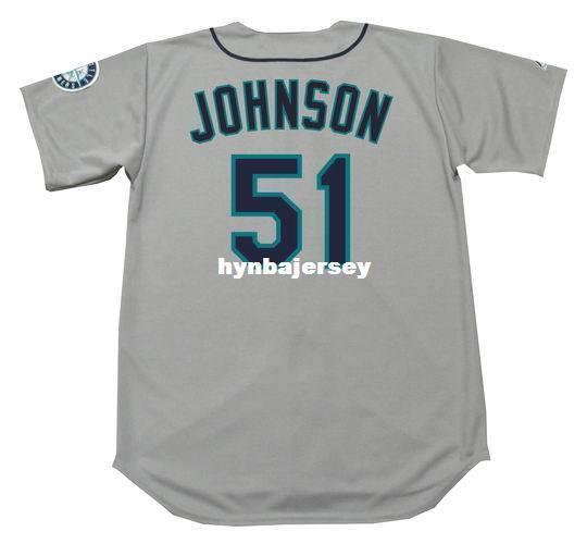 Cheap Custom RANDY JOHNSON Seattle Stitched 1997 Majestic Vintage Away Baseball Jersey Retro Mens Jerseys Running