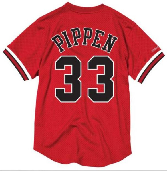 NCAA Retro Cheap Sewn #33 Scottie Pippen Mitchell & Ness Jersey Mens White Red Mesh Shirt Vest t-shirt Basketball jerseys