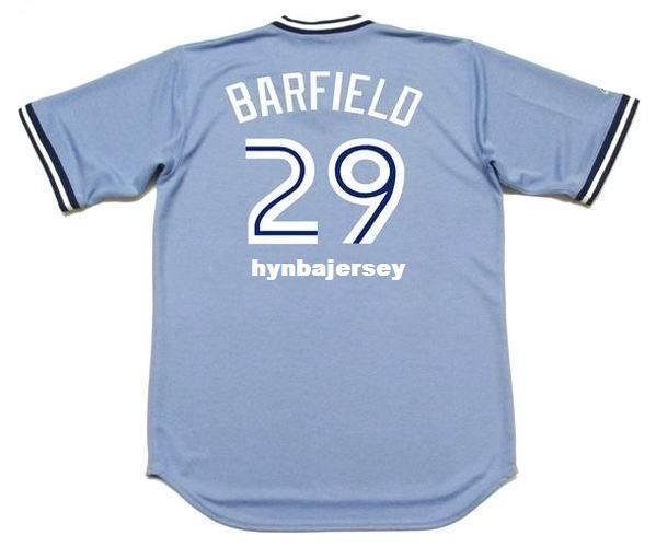 Cheap Custom JESSE BARFIELD Toronto Stitched 1986 Majestic Cooperstown Away Baseball Jersey Retro Mens Jerseys Running