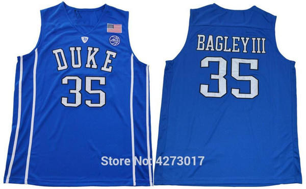 Mens 2018 Duke Blue Devils 35 Marvin Bagley III College Basketball Jerseys Mens Blue Black Bagley III Stitched Shirts Ncaa