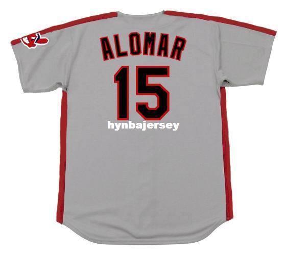 Cheap Custom SANDY ALOMAR Cleveland Stitched 1993 Majestic Vintage Away Baseball Jersey Retro Mens Jerseys Running