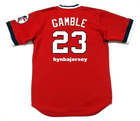 Cheap Custom OSCAR GAMBLE Cleveland Stitched 1975 Majestic Cooperstown Baseball Jersey Retro Mens Jerseys Running