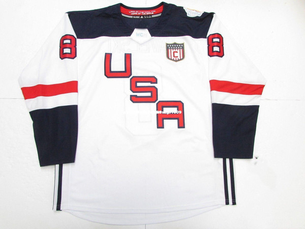 Cheap custom #8 JOE PAVELSKI TEAM USA WHITE WORLD CUP OF HOCKEY PREMIER JERSEY stitch add any number any name Mens Hockey Jersey XS-6XL