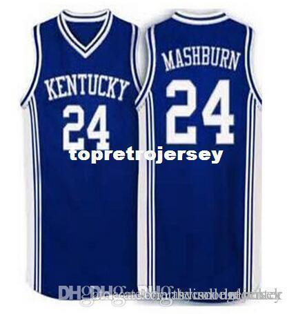 Factory Outlet #24 Jamal Mashburn Kentucky Wildcats Basketball Jerseys Embroidery Stitched Personalized Custom any size and name Jersey