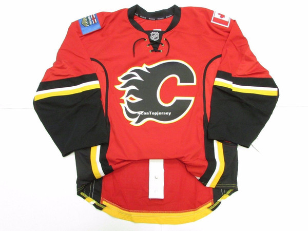 custom CALGARY FLAMES HOME TEAM ISSUED EDGE 2.0 7287 JERSEY stitch add any number any name Mens Hockey Jersey XS-6XL