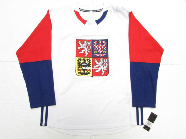 Cheap custom TEAM CZECH REPUBLIC WHITE 2016 WORLD CUP OF HOCKEY PREMIER HOCKEY JERSEY stitch add any number any name Hockey Jersey XS-6XL