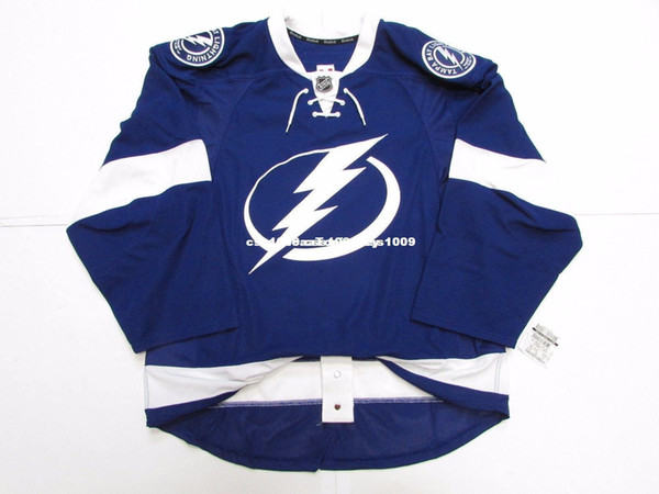 Cheap custom TAMPA BAY LIGHTNING HOME TEAM ISSUED JERSEY stitch add any number any name Mens Hockey Jersey XS-6XL