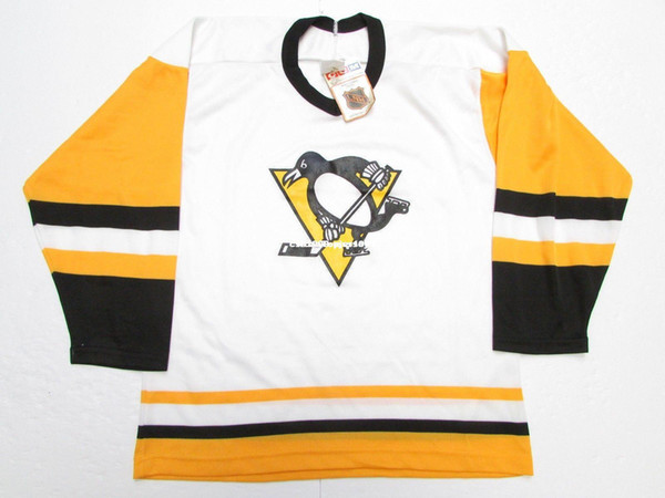 Cheap custom PITTSBURGH PENGUINS VINTAGE CCM WHITE HOCKEY JERSEY stitch add any number any name Mens Hockey Jersey XS-6XL