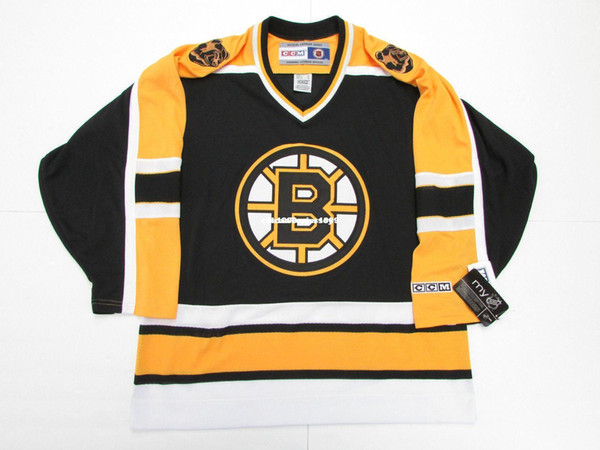 Cheap custom BOSTON BRUINS HOME VINTAGE CCM HOCKEY JERSEY stitch add any number any name Mens Hockey Jersey XS-6XL