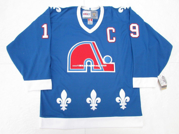 Cheap custom JOE SAKIC QUEBEC NORDIQUES AWAY BLUE VINTAGE CCM HOCKEY JERSEY stitch add any number any name Mens Hockey Jersey XS-6XL