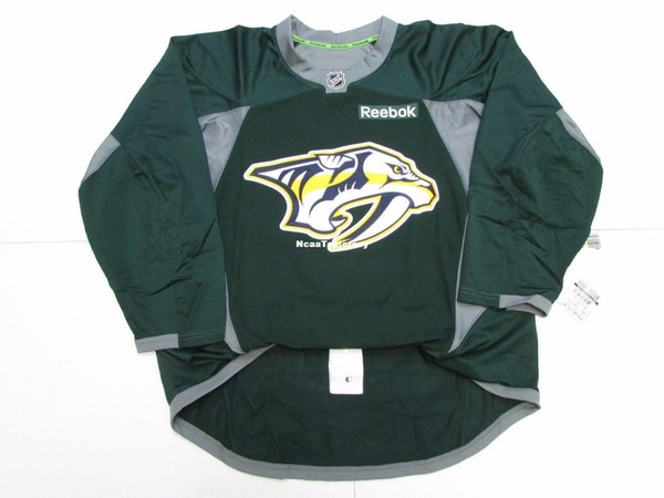 Cheap custom NASHVILLE PREDATORS GREEN EDGE PRACTICE HOCKEY JERSEY stitch add any number any name Mens Hockey Jersey XS-6XL