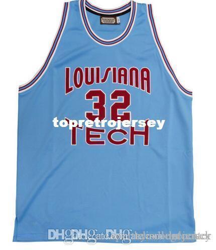 Factory Outlet #32 Malone Louisiana Tech Bulldogs basketball Jerseys Embroidery Stitched Personalized Custom any size and name