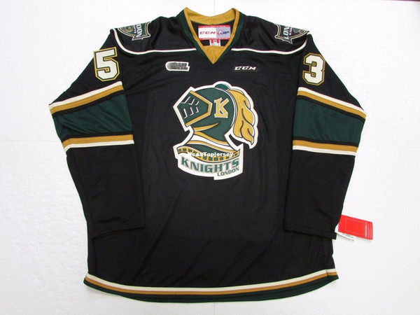 Cheap custom BO HORVAT OHL LONDON KNIGHTS BLACK CCM HOCKEY JERSEY stitch add any number any name Mens Hockey Jersey XS-6XL