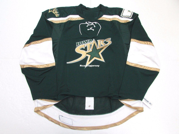 Cheap custom IOWA STARS AHL GREEN JERSEY stitch add any number any name Mens Hockey Jersey XS-6XL