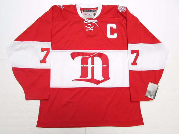 Cheap custom #7 TED LINDSAY DETROIT RED WINGS ALUMNI VINTAGE CCM HOCKEY JERSEY stitch add any number any name Mens Hockey Jersey XS-6XL