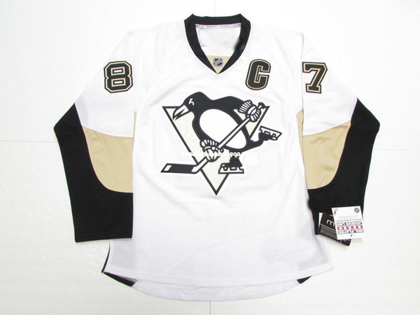 Cheap custom #87 SIDNEY CROSBY PITTSBURGH PENGUINS AWAY PREMIER 7185 HOCKEY JERSEY stitch add any number any name Mens Hockey Jersey XS-6XL