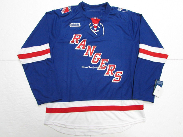 Cheap custom KITCHENER RANGERS BLUE OHL PREMIER HOCKEY JERSEY stitch add any number any name Mens Hockey Jersey XS-6XL