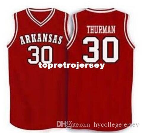 Cheap #30 Scotty Thurman Arkansas Razorbacks Basketball Jersey White Red Embroidery Stitched Personalized Custom Jerseys Retro