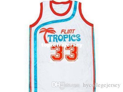 Cheap Mens white SEMI-PRO MOVIE TROPICS JACKIE #33 MOON JERSEY WHITE NEW ANY SIZE XS - 5XL Retro Basketball Jerseys