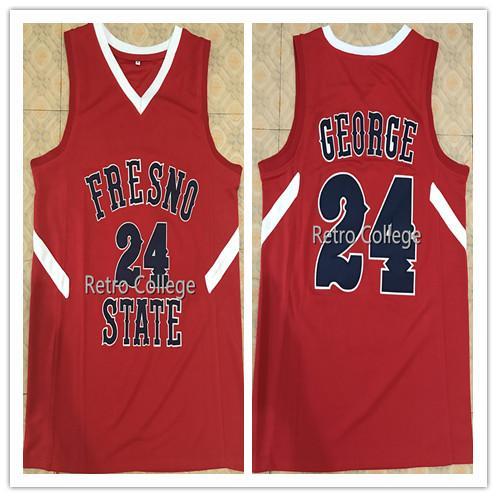 2018 New #24 Paul George Fresno State Bulldogs Top College Basketball Jersey Sewn Custom any Number and name XS-6XL vest Jerseys Ncaa